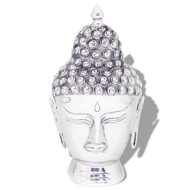 Buddha Kopf Dekoration Aluminium Silbern