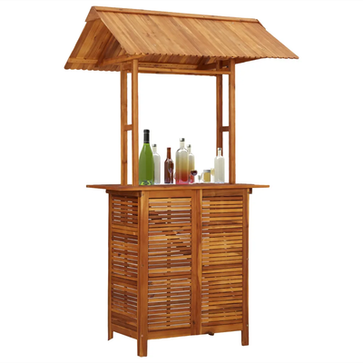 Outdoor-Bartisch mit Dach 122×106×217 cm Akazie Massivholz