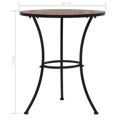 Mosaik-Bistrotisch Orange / Grau 60 cm Keramik