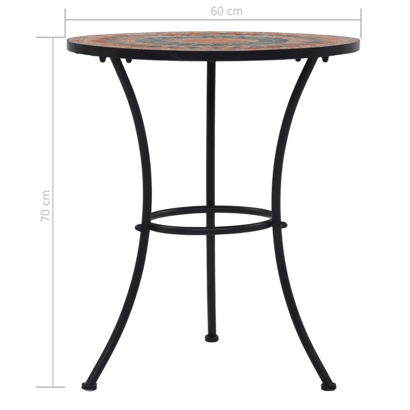 Mosaik-Bistrotisch Orange / Grau 60 cm Keramik