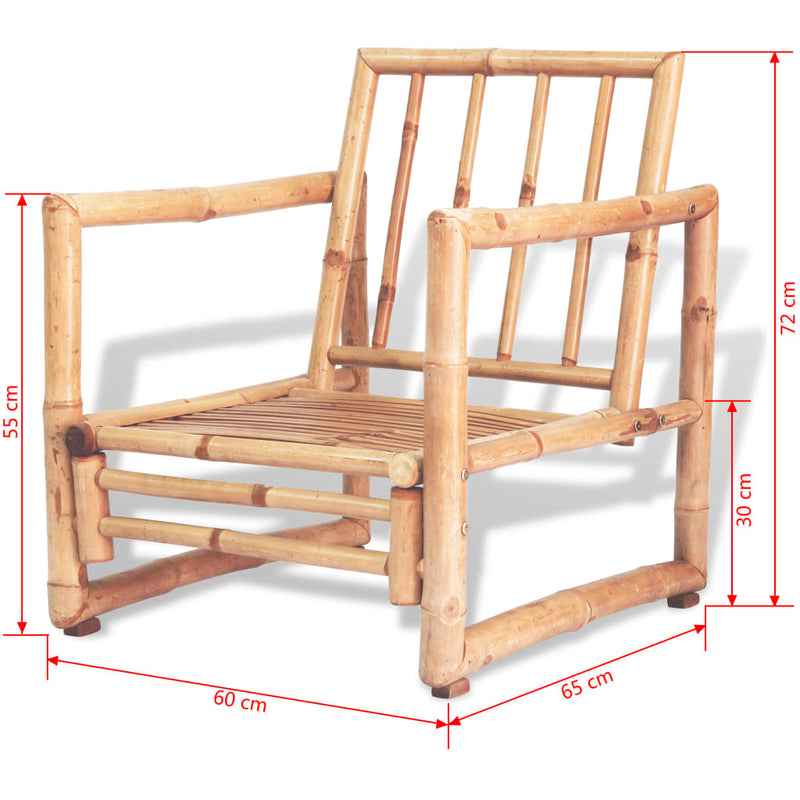 Gartenstühle 2 Stk. mit Polstern und Kissen Bambus