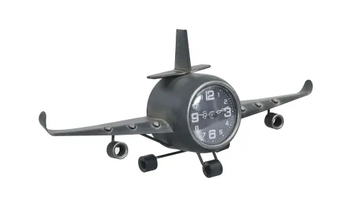 Uhr im Flieger-Design Grau 41x8x17 cm Metal