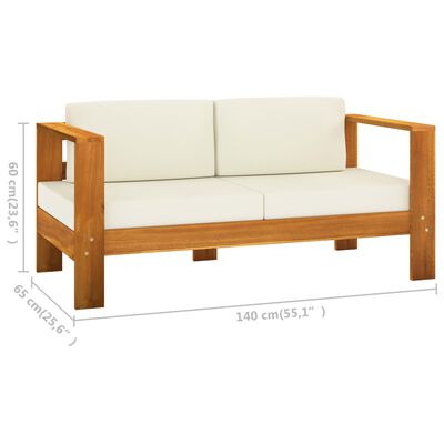 4-tlg. Garten-Lounge-Set mit Creme Auflagen Massivholz Akazie