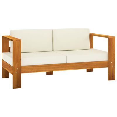 8-tlg. Garten-Lounge-Set mit Creme Auflagen Massivholz Akazie