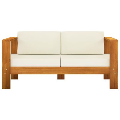 4-tlg. Garten-Lounge-Set mit Creme Auflagen Massivholz Akazie