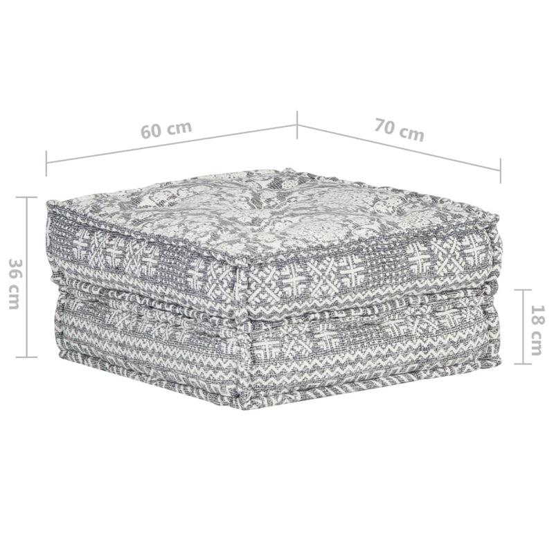 Pouf 60x70x36 cm Hellgrau Stoff