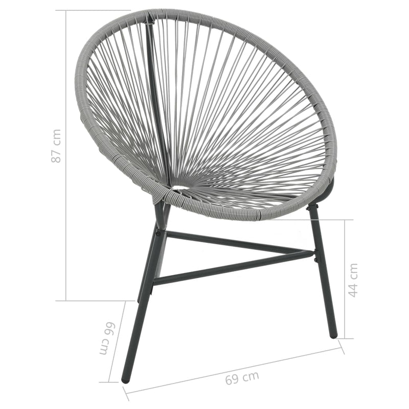 Garten-Mond-Stuhl Poly Rattan Grau