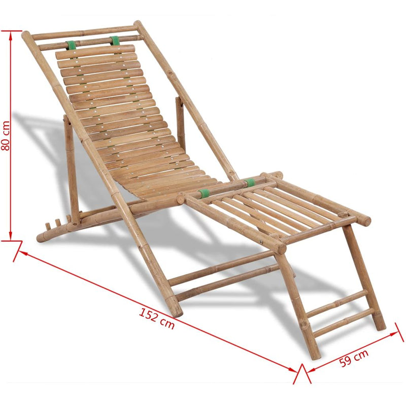 Garten-Liegestuhl mit Fußablage Bambus