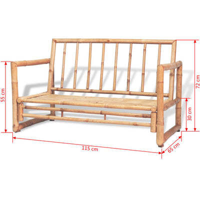 2-Sitzer Gartensofa mit Polstern Bambus