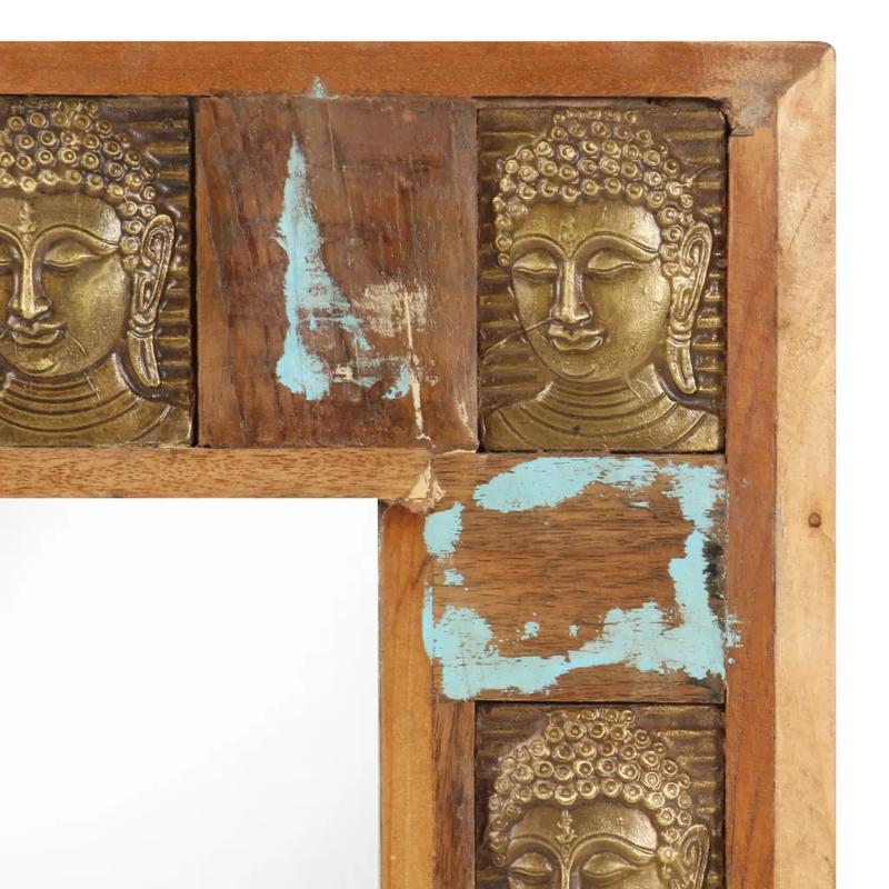 Spiegel mit Buddha-Verzierung 110x50 cm Recyceltes Massivholz